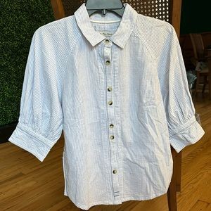 We The Free Blue Striped Button-Up Top